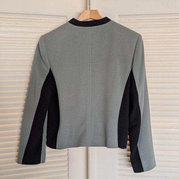 1990s Louben Wool Cashmere Blend Zip Jacket Blazer Gray Blue EUC Size 12 - Picture 4 of 9